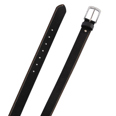 Mens Double Stich Genuine Leather Belt - Casual Belt for Suits & Jeans, Single Prong Buckle -